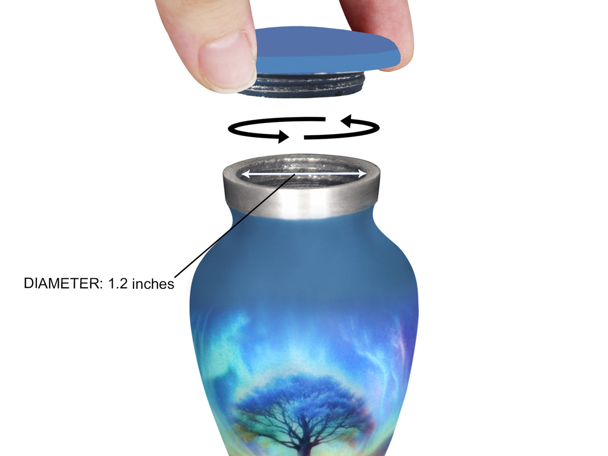 Northern Lights Urn – Blue Tree of Life Cremation Urns for Adults, Large Urn or Small Urn | MEILINXU — Made with Care