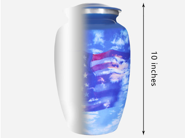 Patriotic Urns for Ashes – Blue American Flag Large Adult Cremation Urn for Human Ashes | MEILINXU — Made with Care
