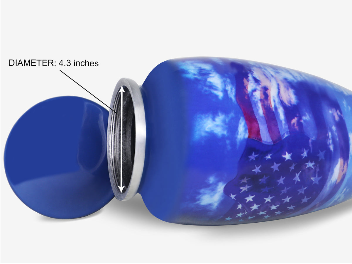 Patriotic Urns for Ashes – Blue American Flag Large Adult Cremation Urn for Human Ashes | MEILINXU — A Personal Memorial