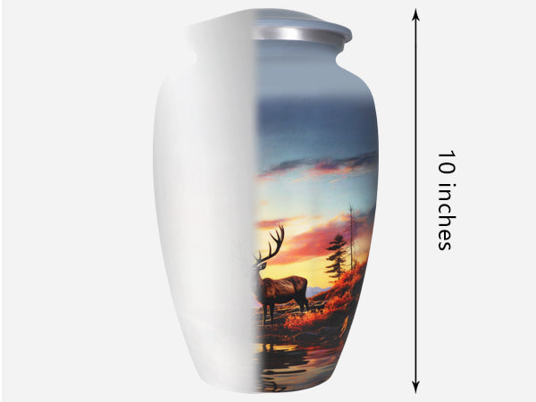 Gray Deer Urn for Ashes – Woodland Cremation Urns for Adults, Large Urn for Human Ashes | MEILINXU — Made with Care