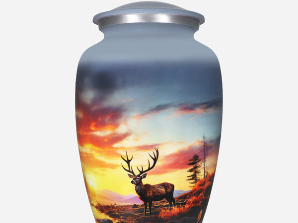 Gray Deer Urn for Ashes – Woodland Cremation Urns for Adults, Large Urn for Human Ashes | MEILINXU — Distinctive Memorial Artwork