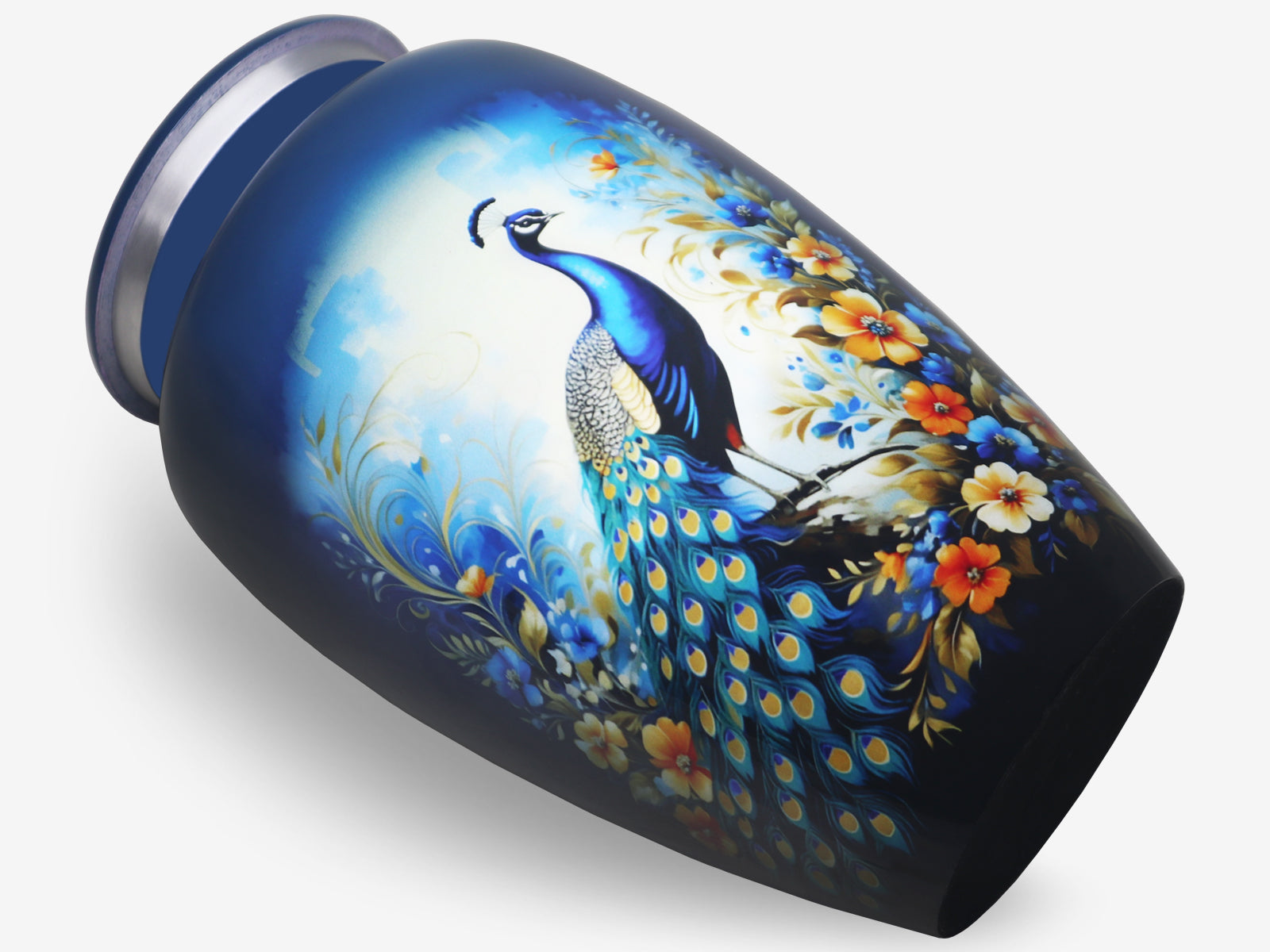 Blue Peacock Urn for Ashes – Floral Cremation Urns for Adults, Large Urn for Human Ashes | MEILINXU — Made for Lasting Remembrance
