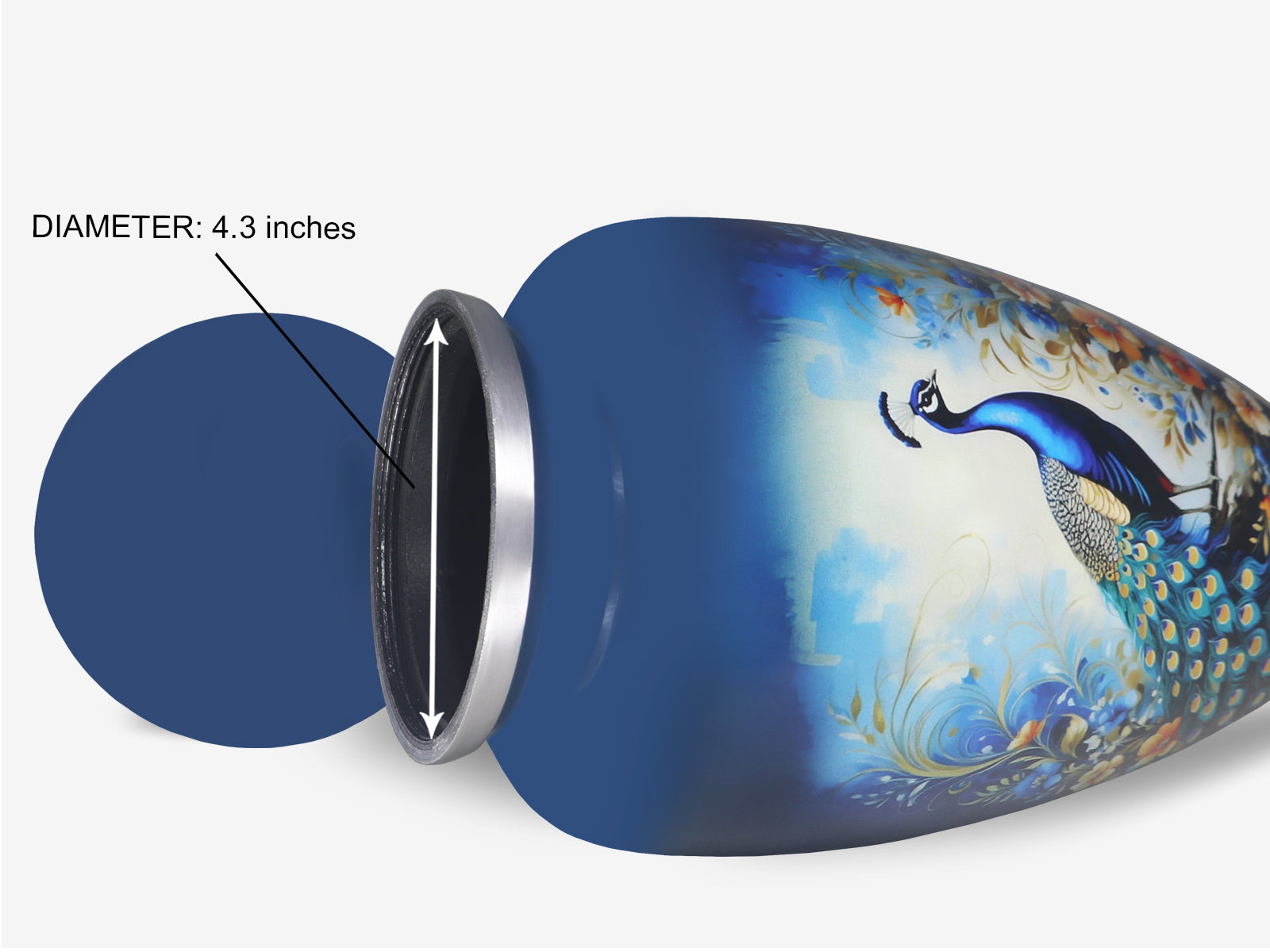 Blue Peacock Urn for Ashes – Floral Cremation Urns for Adults, Large Urn for Human Ashes | MEILINXU — A Personal Memorial