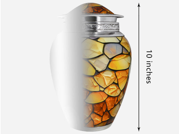 Unique Urns for Adults – Yellow Amber Gemstone Full Size Aluminum Urn for Human Ashes | MEILINXU — Made with Care