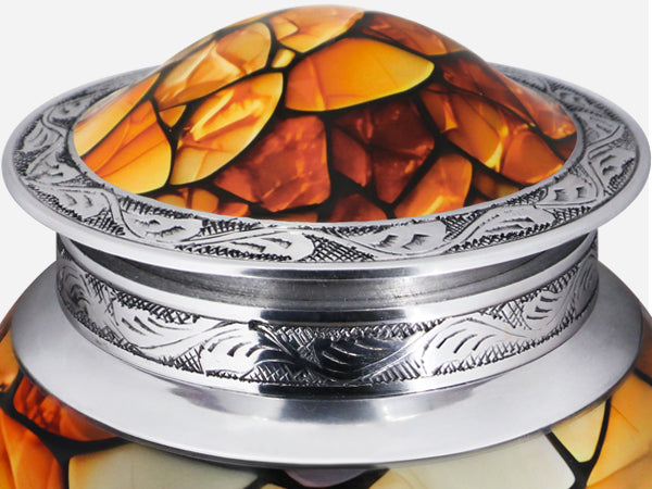Unique Urns for Adults – Yellow Amber Gemstone Full Size Aluminum Urn for Human Ashes | MEILINXU — Secure and Considered Design
