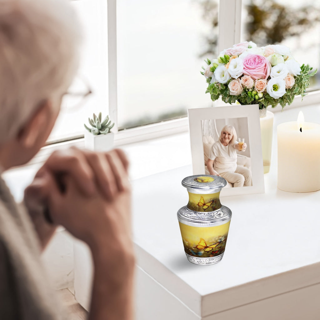 Butterfly Urns for Ashes – Large Butterfly Urn with Floral Engraving for Adults | MEILINXU