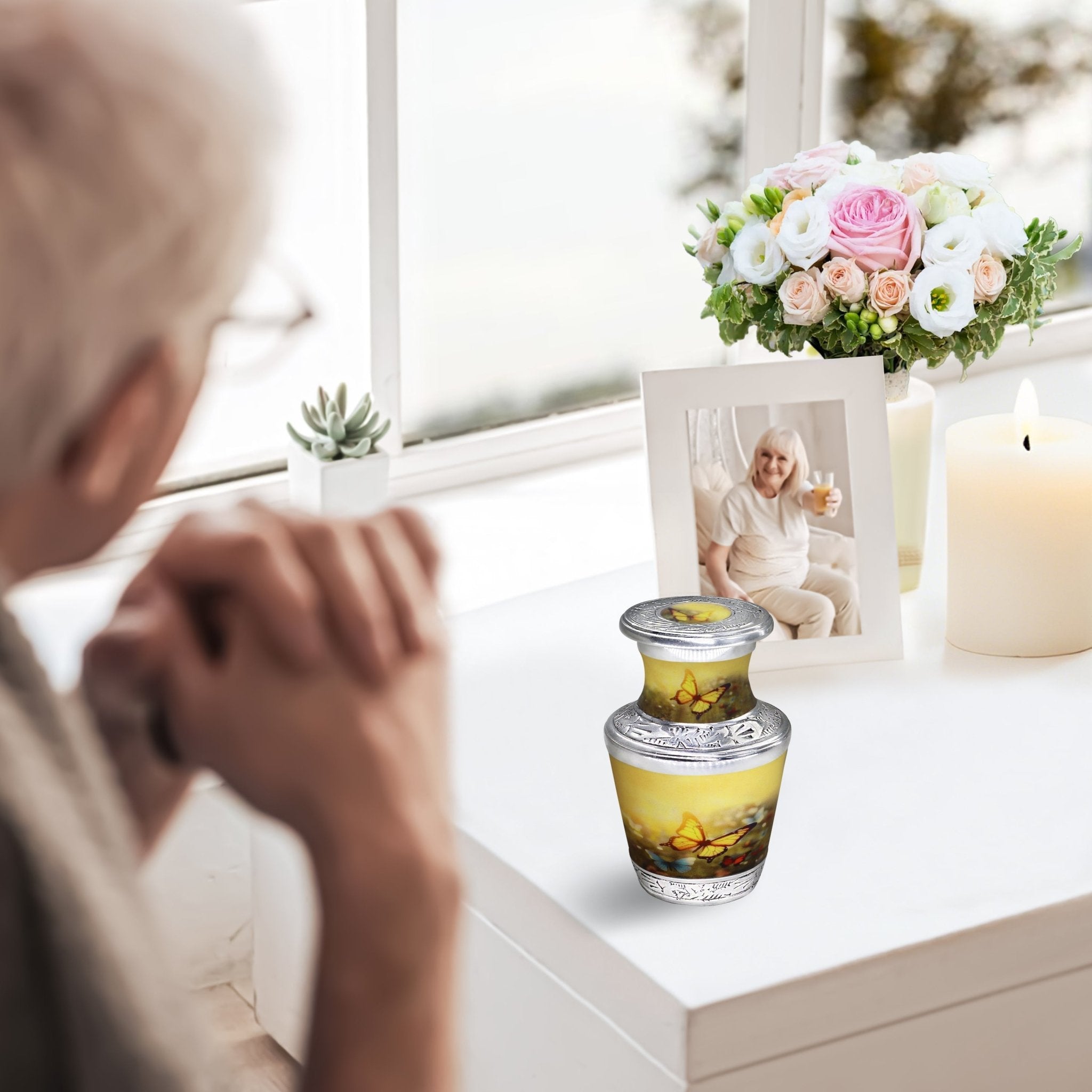 Butterfly Urns for Ashes – Large Butterfly Urn with Floral Engraving for Adults | MEILINXU