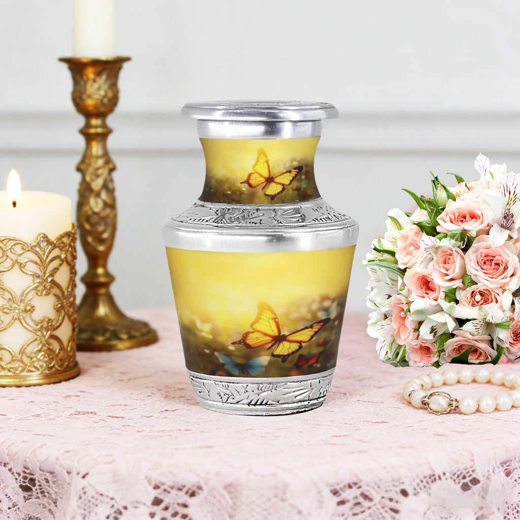 Butterfly Urns for Ashes – Large Butterfly Urn with Floral Engraving for Adults | MEILINXU