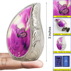 M MEILINXU Butterfly & Flower Urn, Cremation Urns for Human Ashes - Display at Home or Niche, Engraved Aluminum Tear Drop Urn for Ashes Adult Female & Male