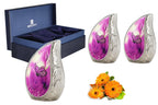 M MEILINXU Butterfly & Flower Urn, Cremation Urns for Human Ashes - Display at Home or Niche, Engraved Aluminum Tear Drop Urn for Ashes Adult Female & Male