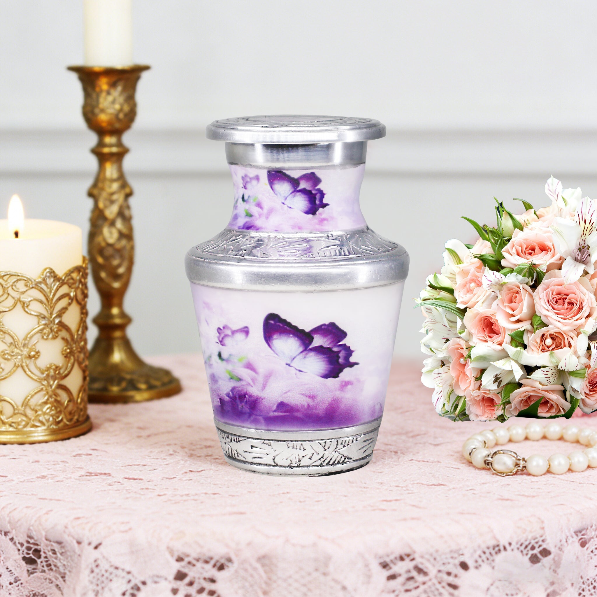 Butterfly Urns for Ashes – Large Butterfly Urn with Floral Engraving for Adults | MEILINXU