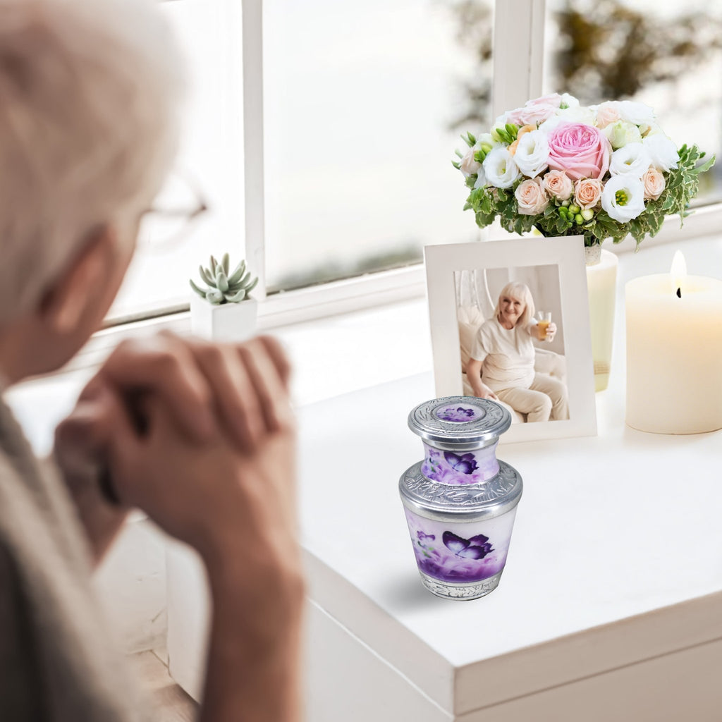 Butterfly Urns for Ashes – Large Butterfly Urn with Floral Engraving for Adults | MEILINXU